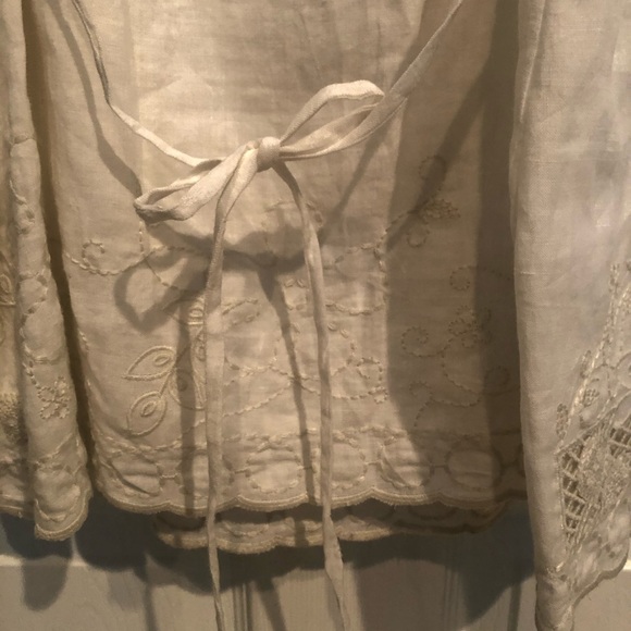 Embroidery linen off white for girl - Picture 5 of 11